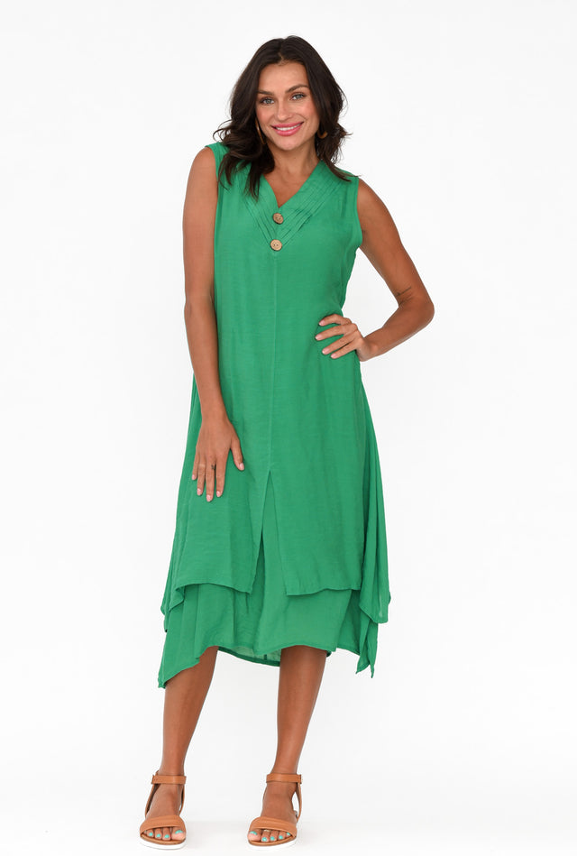 Gutha Green Cotton Blend Layer Dress image 3