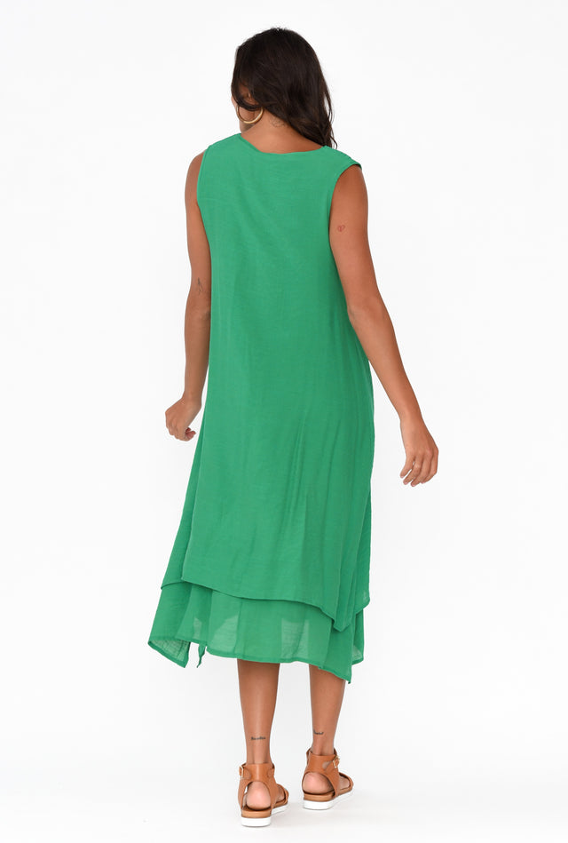 Gutha Green Cotton Blend Layer Dress image 5