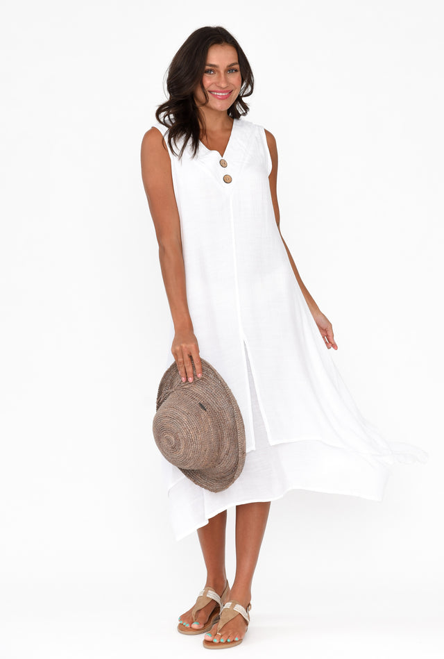 Gutha White Cotton Blend Layer Dress image 1