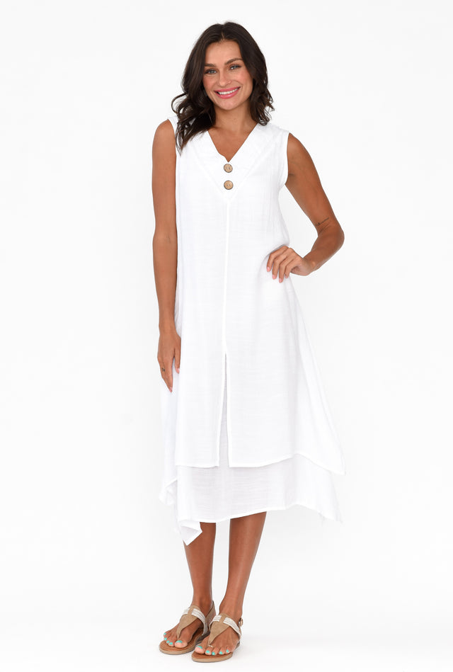 Gutha White Cotton Blend Layer Dress image 2