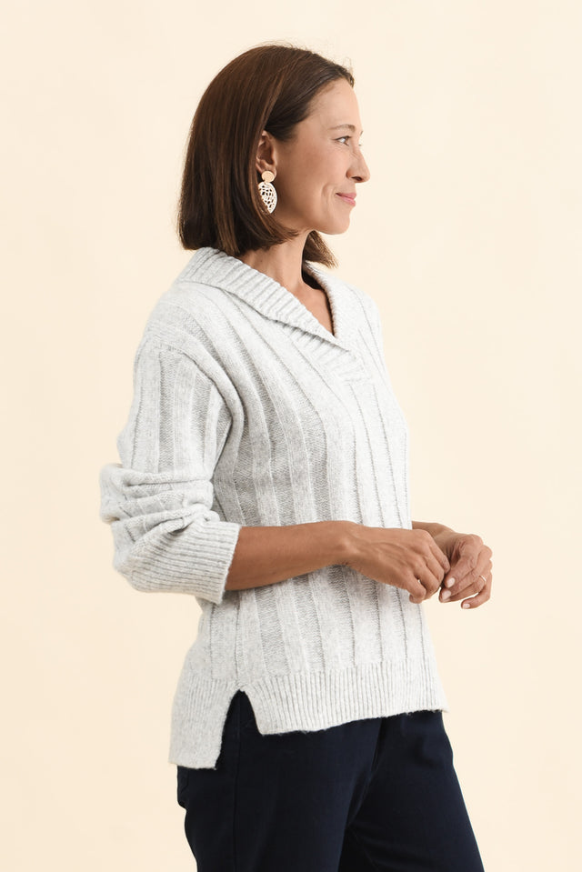 Guy Grey Collared Knit Jumper,Brunette model,alt text|model:Cara image 4