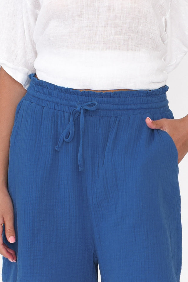 Hakim Cobalt Cotton Drawstring Shorts