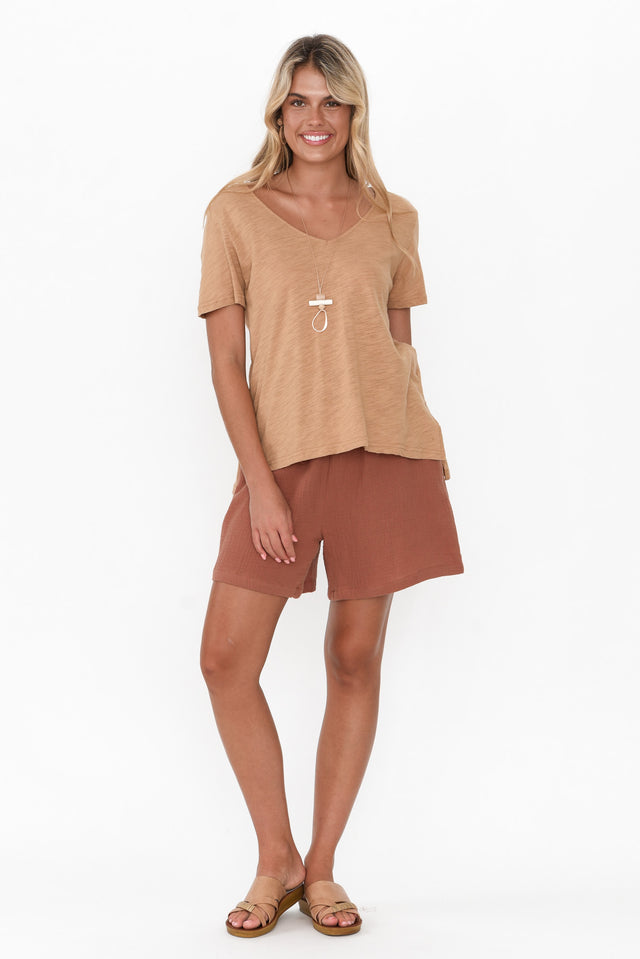 Hakim Mocha Cotton Drawstring Shorts