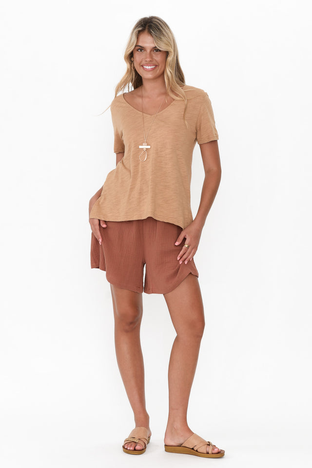 Hakim Mocha Cotton Drawstring Shorts