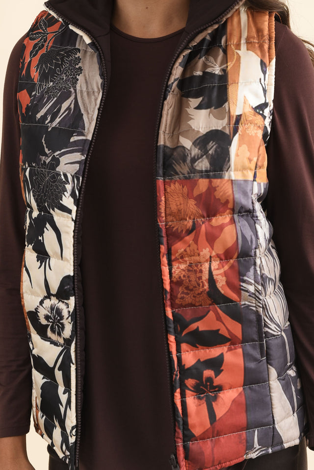Hallen Orange Floral Puffer Vest,Brunette model,alt text|model:Brontie image 6