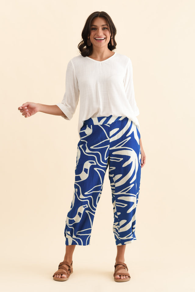 Hallie Cobalt Palm Pocket Pants,Brunette model,alt text|model:Brontie image 7
