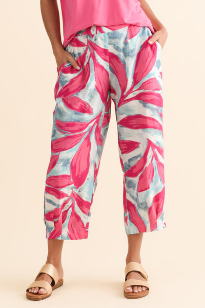 Hallie Pink Leaf Pocket Pants