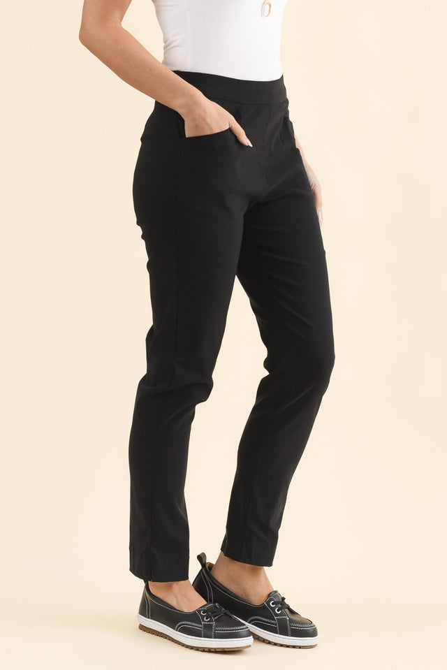 Harbour Black Stretch Pants,Brunette model,alt text|model:MJ image 3