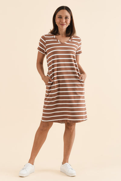 Harley Chocolate Stripe Cotton Tee Dress