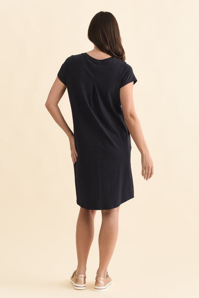 Harley Navy Cotton Tee Dress,Brunette model,alt text|model:MJ image 5