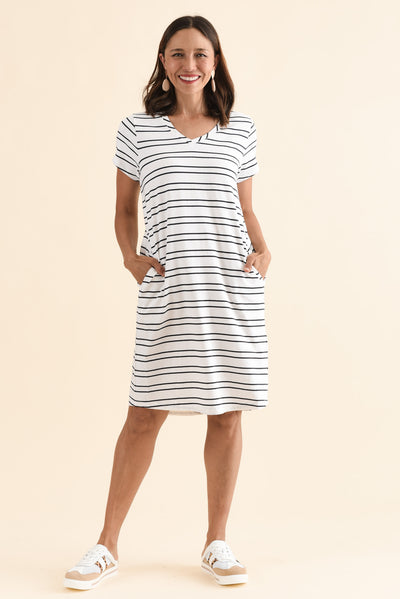 Harley White Stripe Cotton Tee Dress