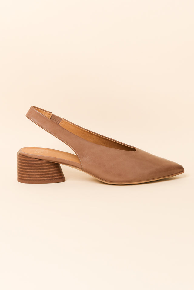 Hatti Taupe Leather Slingback Heel