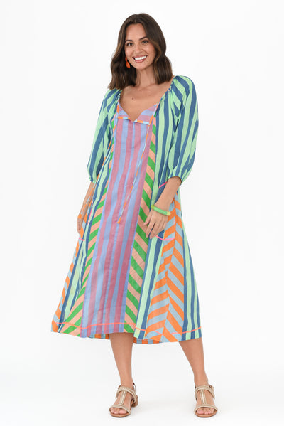 Hattie Blue Stripe Cotton Pocket Dress