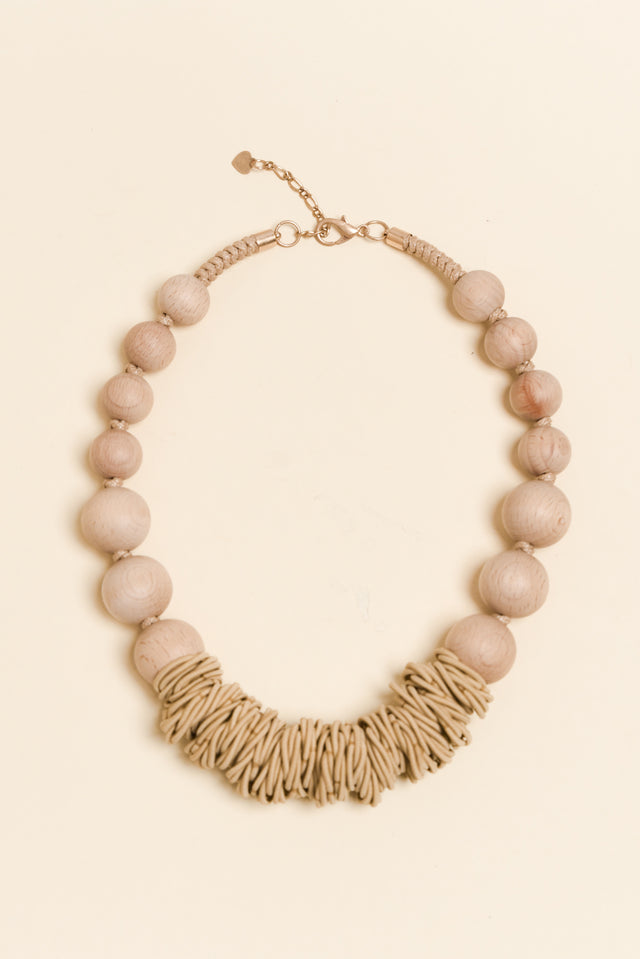 Hayden Natural Wooden Beaded Necklace image 1