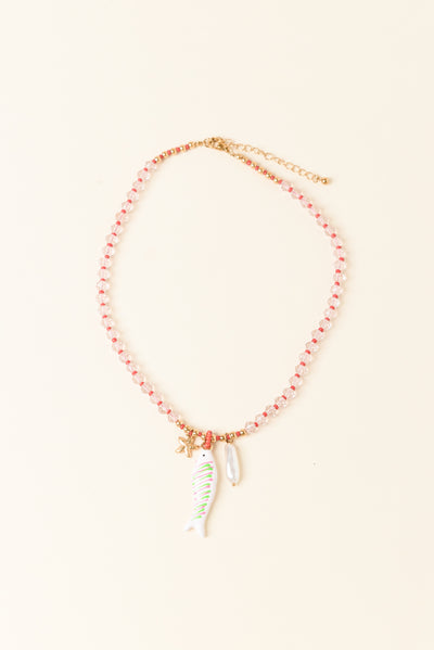Hayes Pink Sea Beaded Necklace