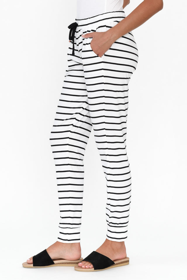 Heidi Black Stripe Cuffed Jogger Pants image 4
