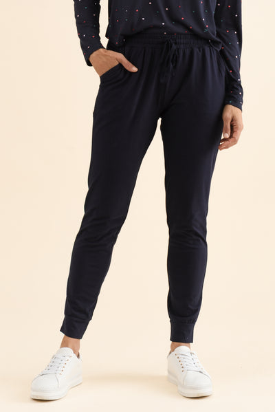 Heidi Navy Cuffed Jogger Pants