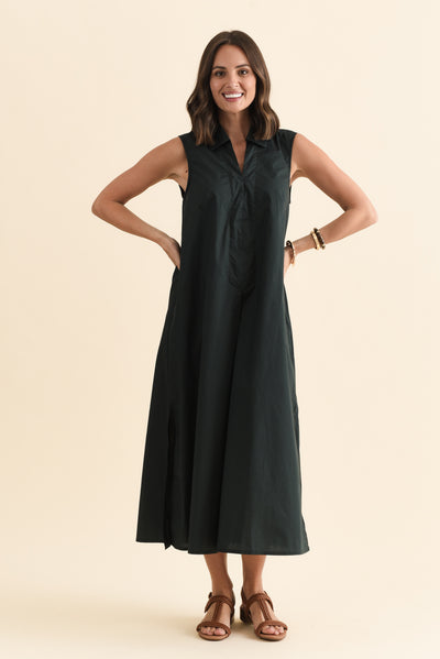 Helena Charcoal Cotton Sleeveless Dress