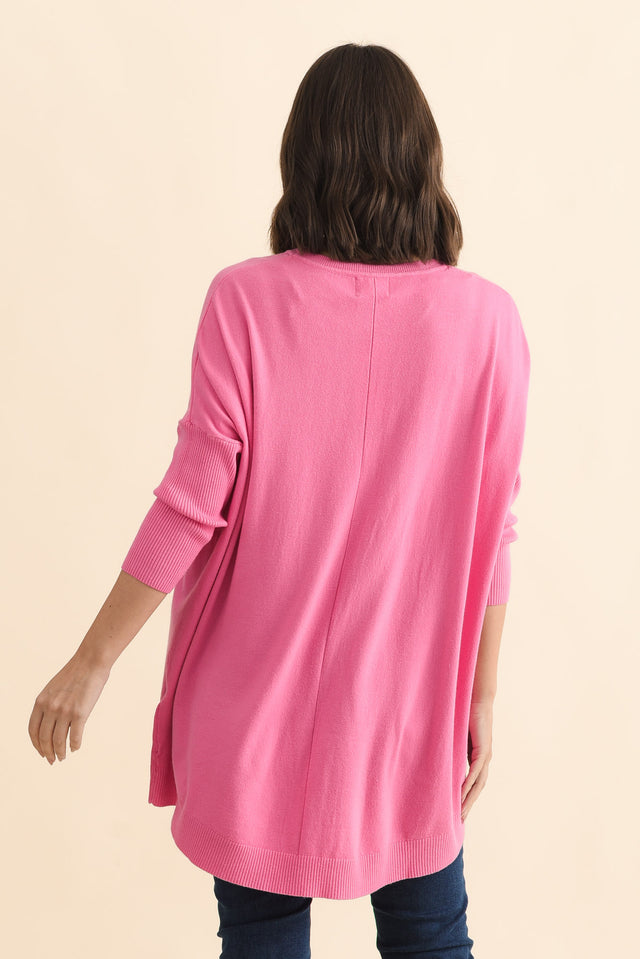 Helsinki Hot Pink Knit Pocket Jumper,Brunette model,alt text|model:MJ image 6
