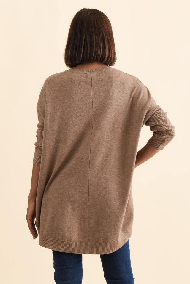 Helsinki Mocha Knit Pocket Jumper,Brunette model,alt text|model:Cara image 6