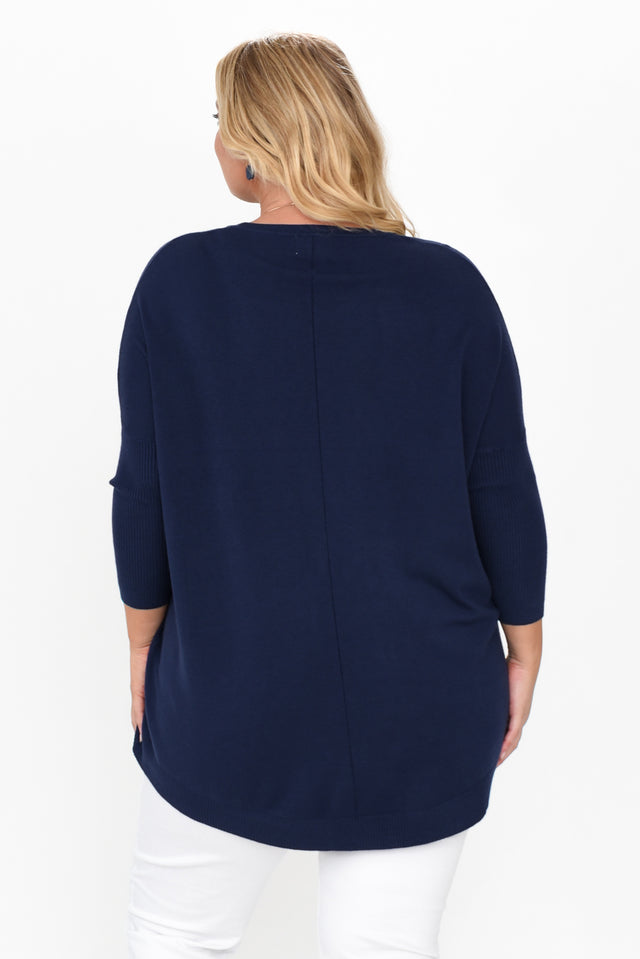 Helsinki Navy Knit Pocket Jumper,Blonde model,alt text|model:Caitlin image 16