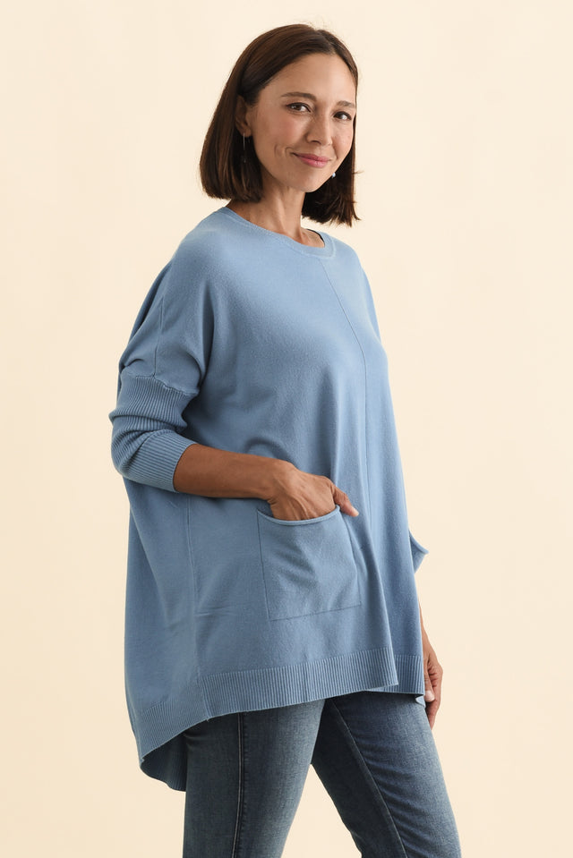 Helsinki Steel Knit Pocket Jumper,Brunette model,alt text|model:Cara image 5
