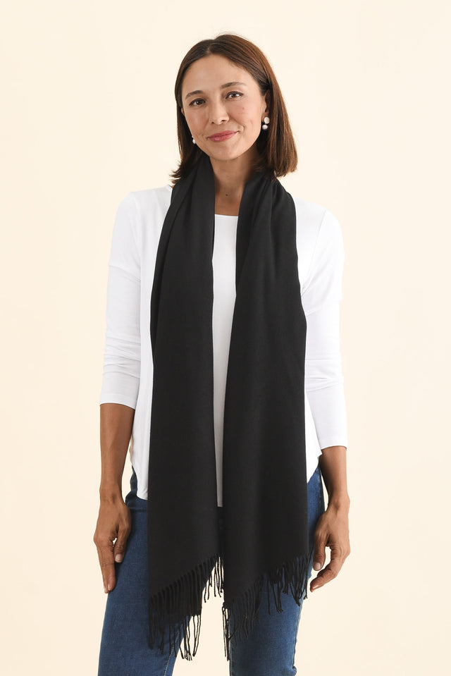 Heta Black Cotton Pashmina Scarf image 2