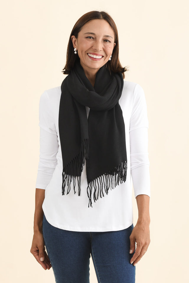 Heta Black Cotton Pashmina Scarf image 3