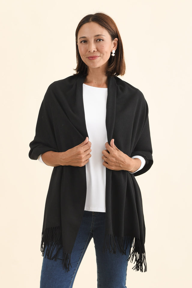 Heta Black Cotton Pashmina Scarf image 1