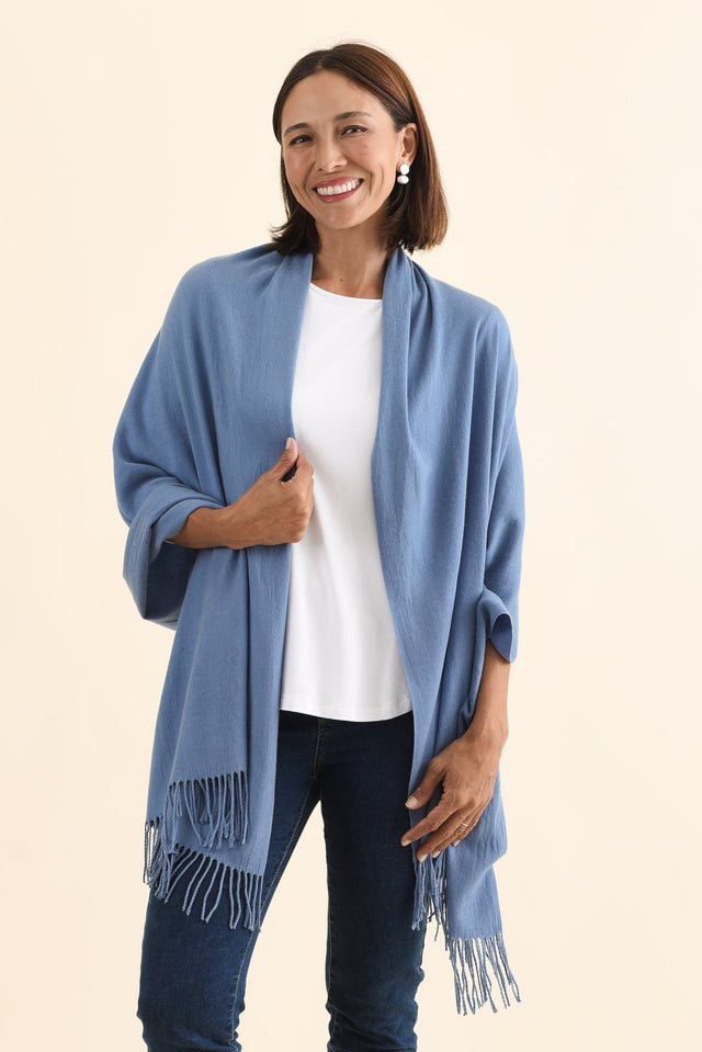 Heta Powder Blue Cotton Pashmina Scarf image 1