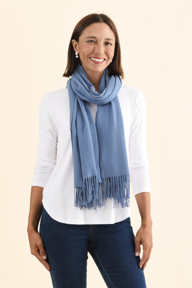 Heta Powder Blue Cotton Pashmina Scarf image 3