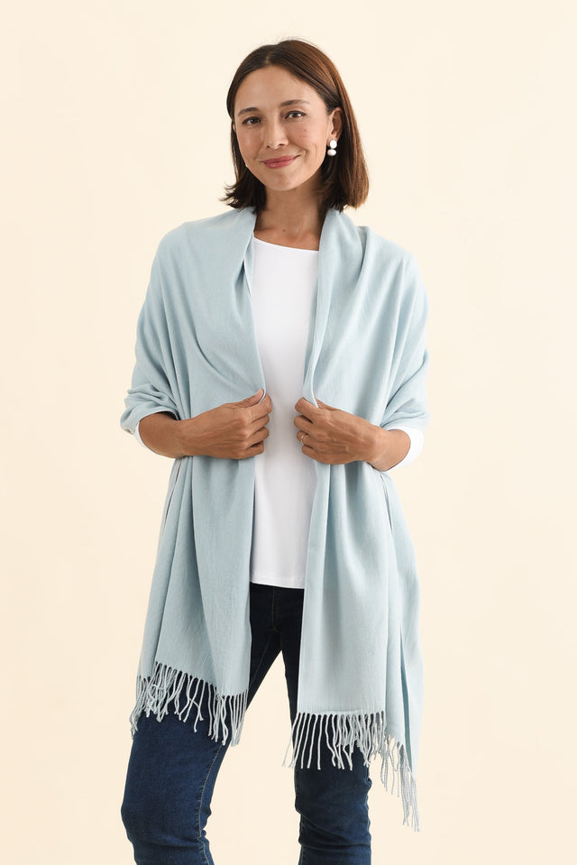 Heta Sky Blue Cotton Pashmina Scarf image 1