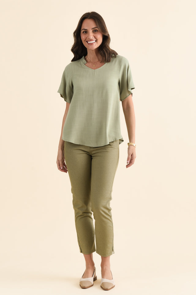 Hina Sage Frill Collar Top,brunette model,Full Outfit,alt text|model:MJ image 6