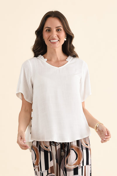 Hina White Frill Collar Top