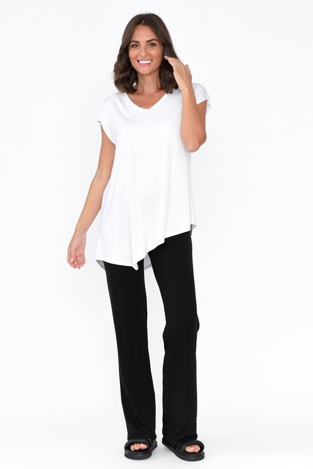 Holiday White Asymmetrical Bamboo Tee