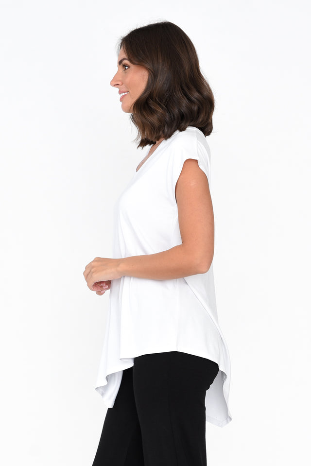 Holiday White Asymmetrical Bamboo Tee