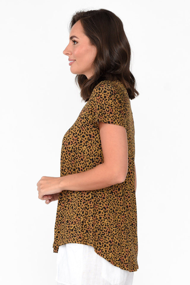 Holland Brown Animal Scoop Neck Tee