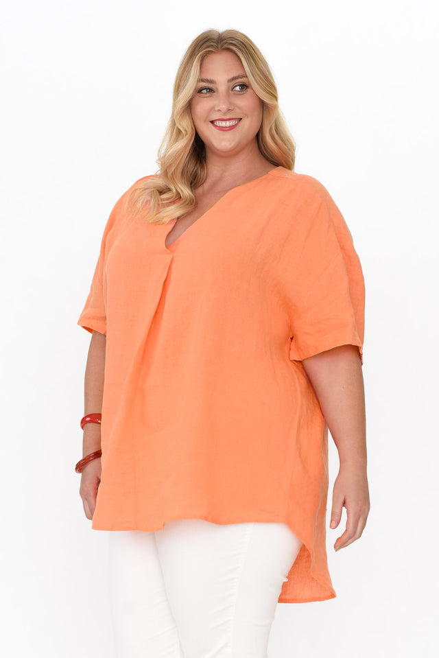 Holland Orange Linen V Neck Tunic image 9