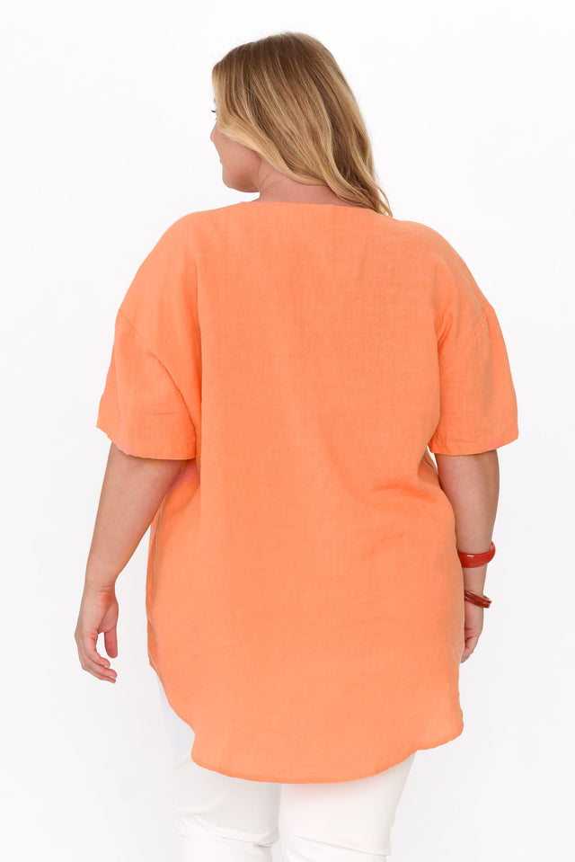 Holland Orange Linen V Neck Tunic image 10