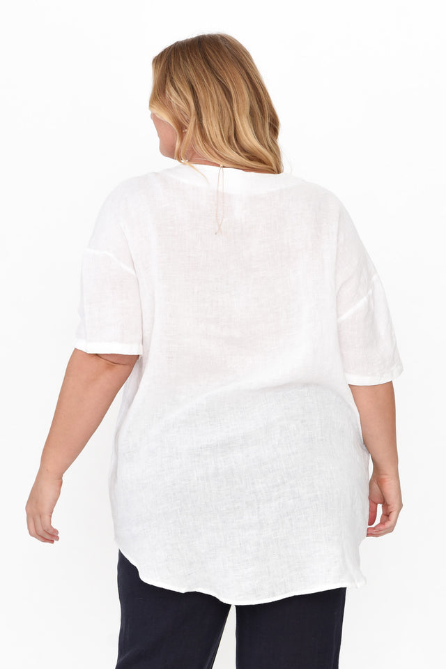 Holland White Linen V Neck Tunic image 10