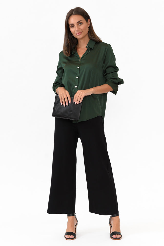 Honor Dark Green Satin Shirt