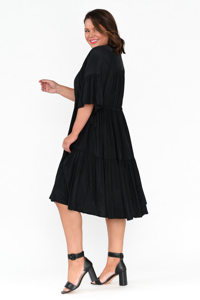 Hope Black Tiered Midi Dress