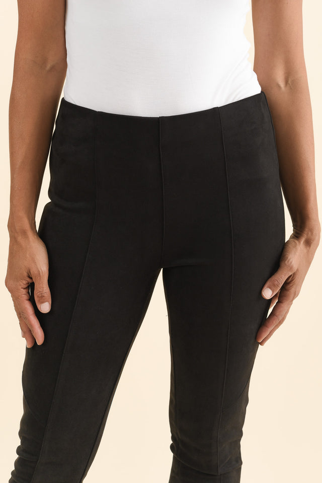 Husky Black Faux Suede Pants,Brunette model,alt text|model:Cara image 6