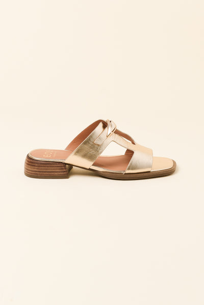 Ikami Gold Leather Buckle Heel