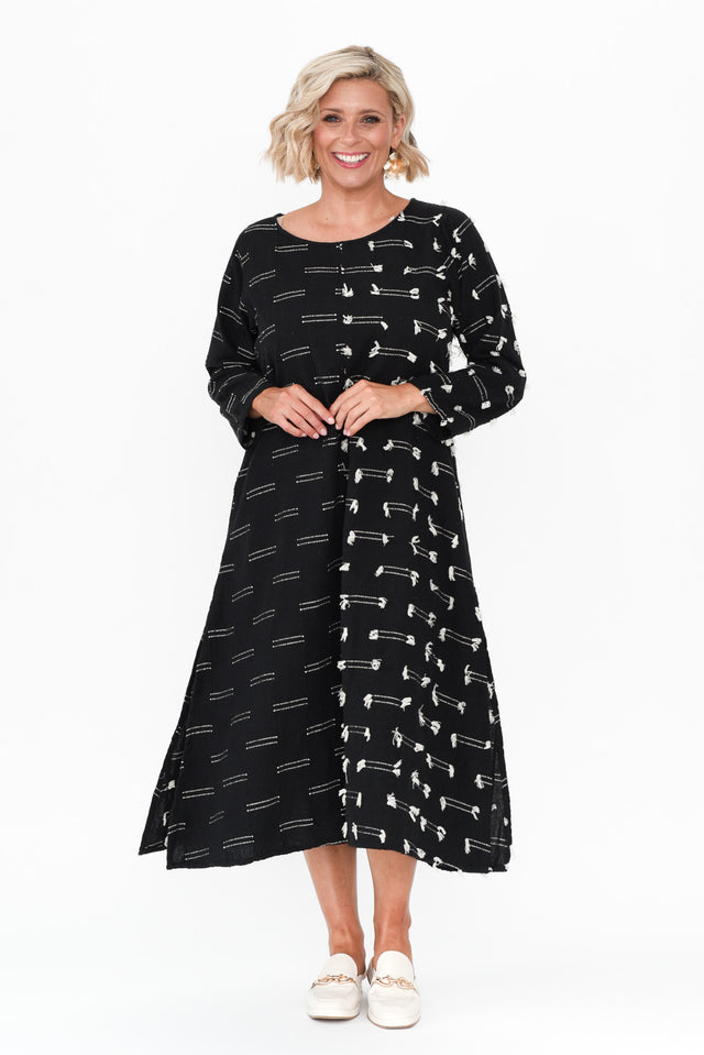 Ilaria Black Dash Cotton Dress image 7