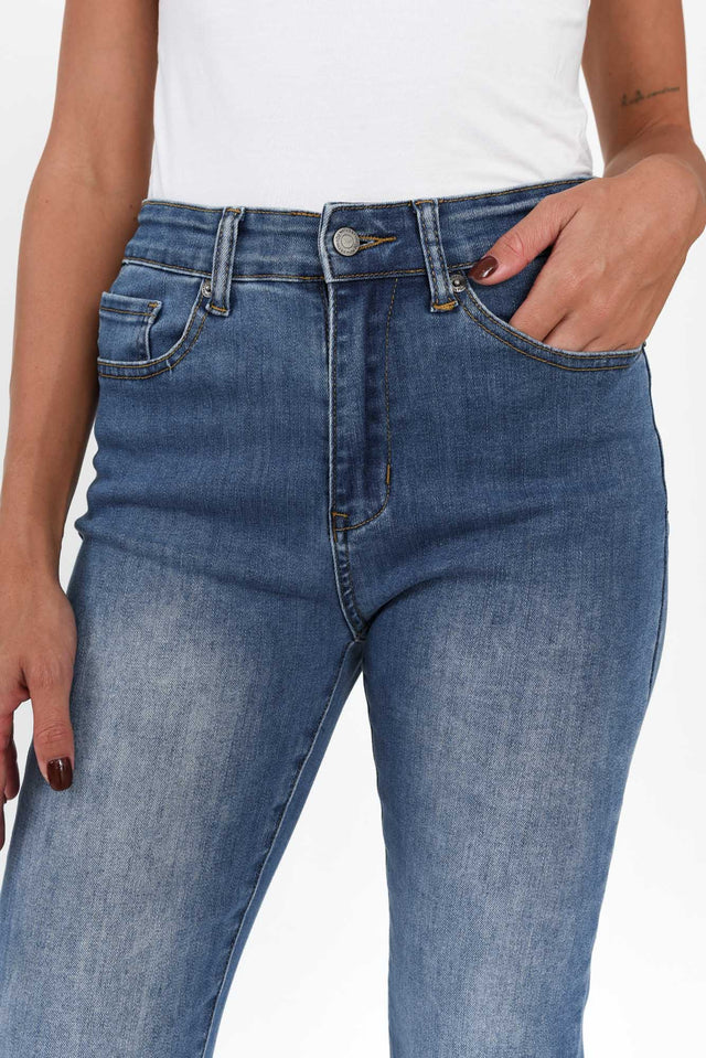 Indiana Blue Denim Frayed Slim Fit Jeans