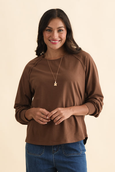 Indie Chocolate Cotton Long Sleeve Tee