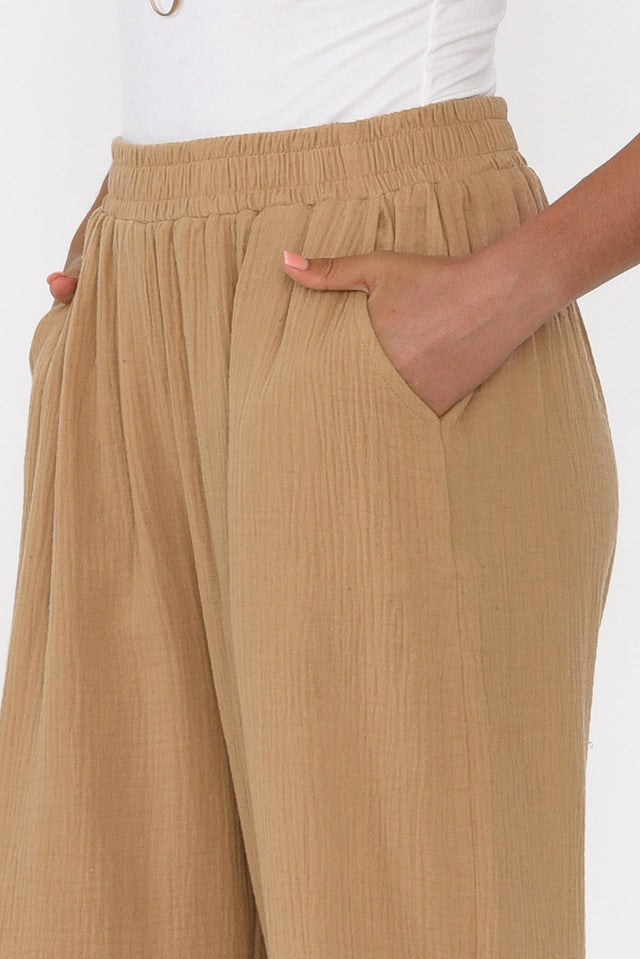 Indila Camel Cotton Pants image 4