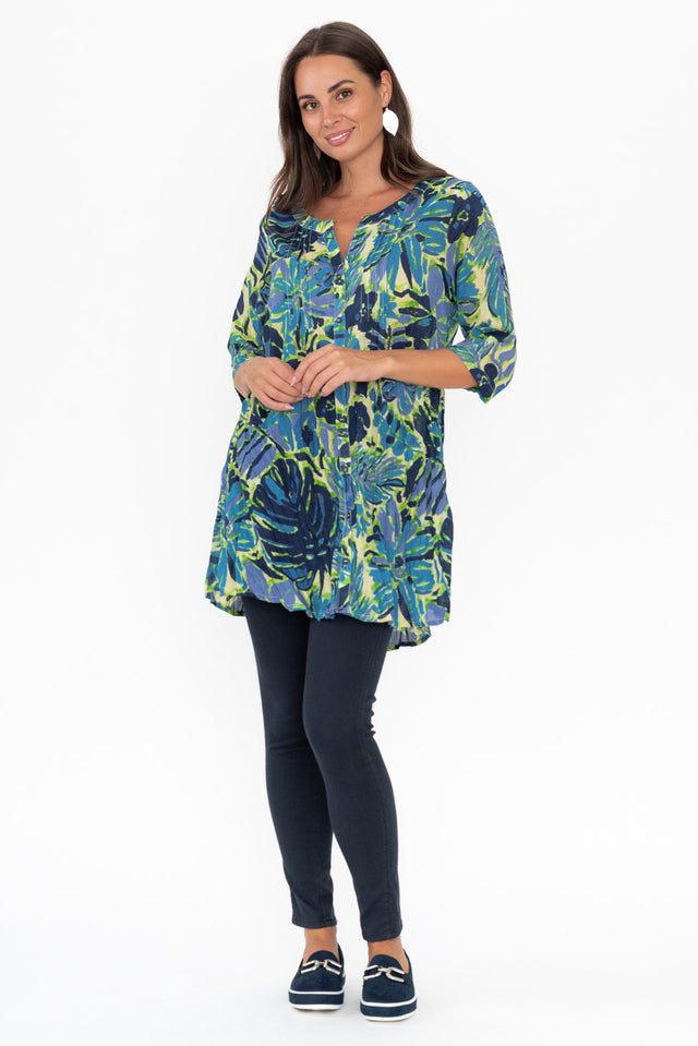 Indra Blue Meadow Cotton Tunic Top image 8