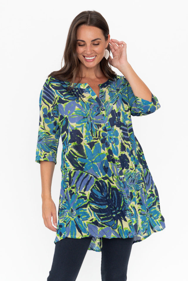 Indra Blue Meadow Cotton Tunic Top image 2